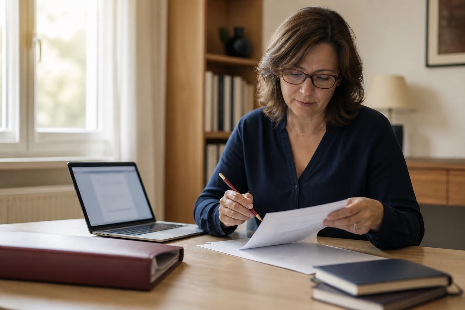 Traductrice comparant une proposition d’IA au document qu’elle doit vérifier